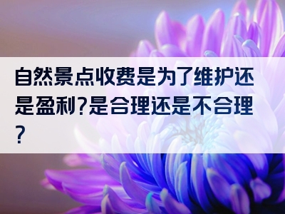 自然景点收费是为了维护还是盈利？是合理还是不合理？
