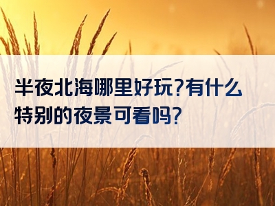 半夜北海哪里好玩？有什么特别的夜景可看吗？