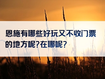 恩施有哪些好玩又不收门票的地方呢？在哪呢？