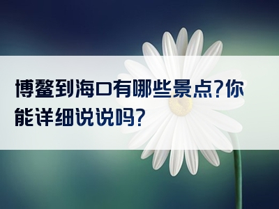 博鳌到海口有哪些景点？你能详细说说吗？