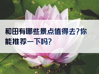 和田有哪些景点值得去？你能推荐一下吗？