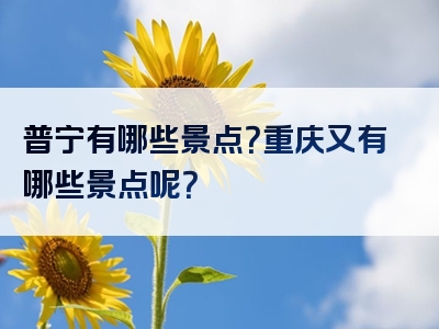 普宁有哪些景点？重庆又有哪些景点呢？