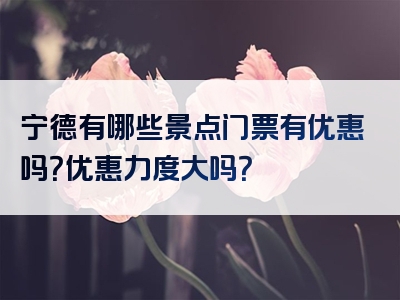 宁德有哪些景点门票有优惠吗？优惠力度大吗？