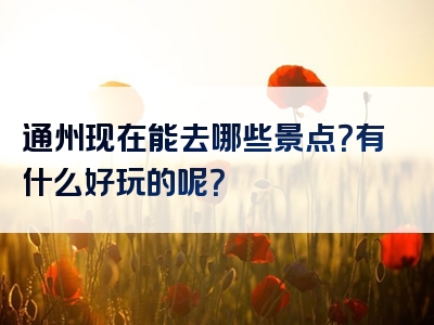 通州现在能去哪些景点？有什么好玩的呢？