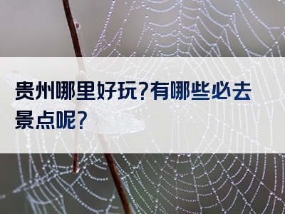 贵州哪里好玩？有哪些必去景点呢？