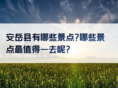 安岳县有哪些景点？哪些景点最值得一去呢？