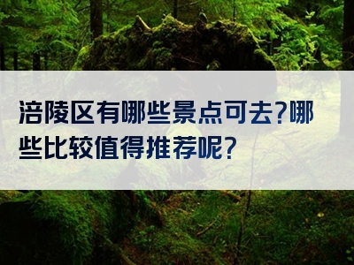 涪陵区有哪些景点可去？哪些比较值得推荐呢？
