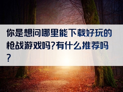 你是想问哪里能下载好玩的枪战游戏吗？有什么推荐吗？