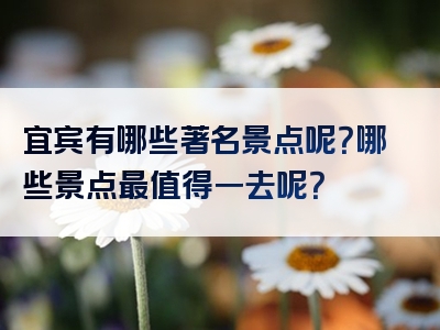 宜宾有哪些著名景点呢？哪些景点最值得一去呢？