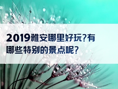 2019雅安哪里好玩？有哪些特别的景点呢？