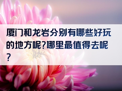 厦门和龙岩分别有哪些好玩的地方呢？哪里最值得去呢？