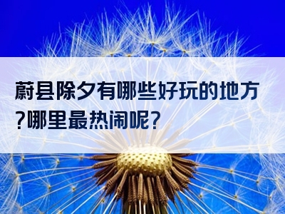 蔚县除夕有哪些好玩的地方？哪里最热闹呢？