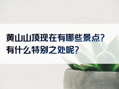 黄山山顶现在有哪些景点？有什么特别之处呢？