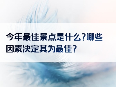 今年最佳景点是什么？哪些因素决定其为最佳？