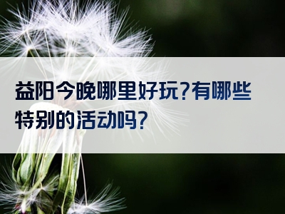 益阳今晚哪里好玩？有哪些特别的活动吗？