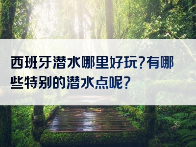 西班牙潜水哪里好玩？有哪些特别的潜水点呢？