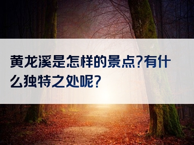 黄龙溪是怎样的景点？有什么独特之处呢？