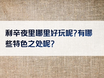 利辛夜里哪里好玩呢？有哪些特色之处呢？