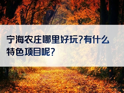 宁海农庄哪里好玩？有什么特色项目呢？