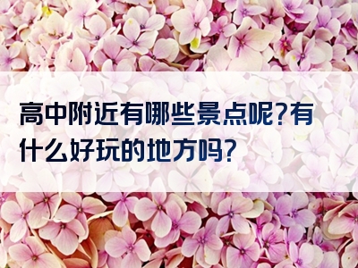 高中附近有哪些景点呢？有什么好玩的地方吗？