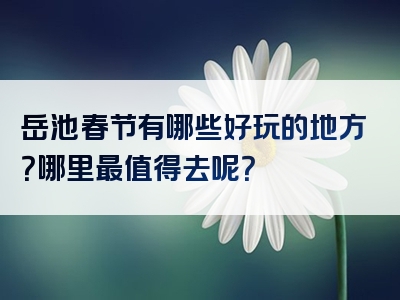 岳池春节有哪些好玩的地方？哪里最值得去呢？