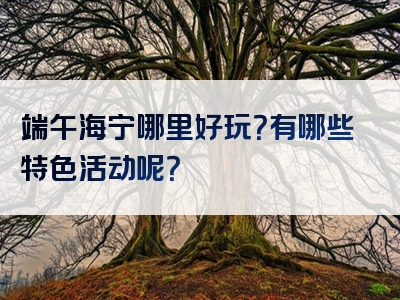 端午海宁哪里好玩？有哪些特色活动呢？