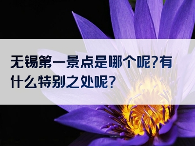 无锡第一景点是哪个呢？有什么特别之处呢？
