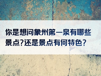 你是想问象州第一泉有哪些景点？还是景点有何特色？