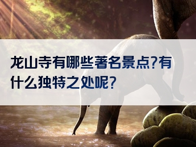 龙山寺有哪些著名景点？有什么独特之处呢？