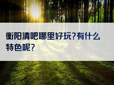 衡阳清吧哪里好玩？有什么特色呢？