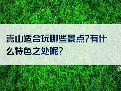 嵩山适合玩哪些景点？有什么特色之处呢？