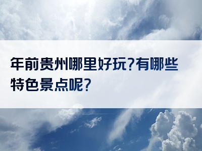 年前贵州哪里好玩？有哪些特色景点呢？