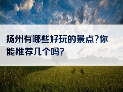 扬州有哪些好玩的景点？你能推荐几个吗？