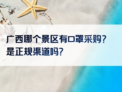 广西哪个景区有口罩采购？是正规渠道吗？