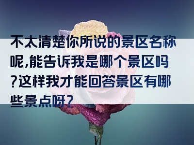 不太清楚你所说的景区名称呢，能告诉我是哪个景区吗？这样我才能回答景区有哪些景点呀？