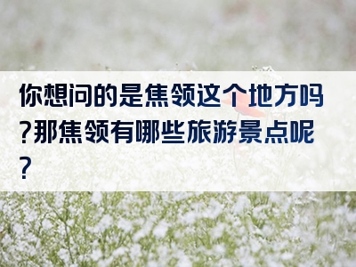 你想问的是焦领这个地方吗？那焦领有哪些旅游景点呢？