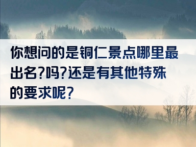 你想问的是铜仁景点哪里最出名？吗？还是有其他特殊的要求呢？