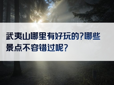 武夷山哪里有好玩的？哪些景点不容错过呢？
