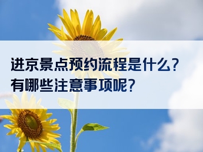 进京景点预约流程是什么？有哪些注意事项呢？