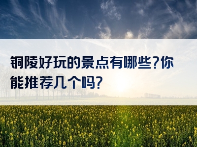 铜陵好玩的景点有哪些？你能推荐几个吗？