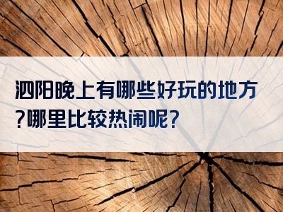 泗阳晚上有哪些好玩的地方？哪里比较热闹呢？