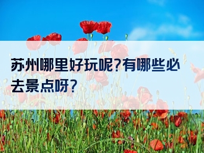 苏州哪里好玩呢？有哪些必去景点呀？