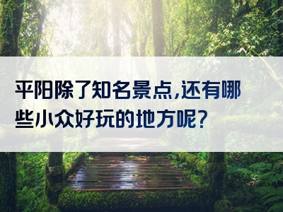 平阳除了知名景点，还有哪些小众好玩的地方呢？