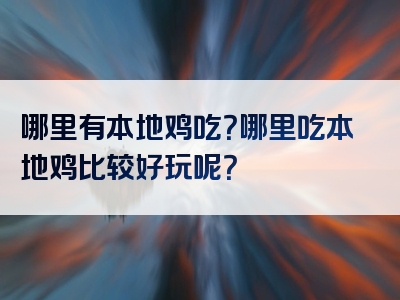 哪里有本地鸡吃？哪里吃本地鸡比较好玩呢？