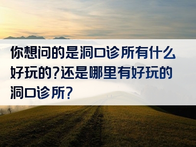 你想问的是洞口诊所有什么好玩的？还是哪里有好玩的洞口诊所？