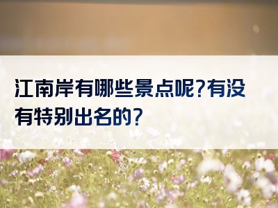 江南岸有哪些景点呢？有没有特别出名的？