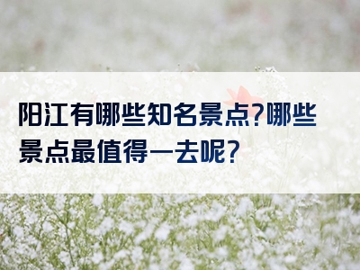 阳江有哪些知名景点？哪些景点最值得一去呢？