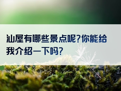汕屋有哪些景点呢？你能给我介绍一下吗？
