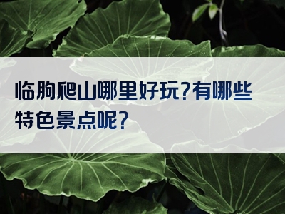 临朐爬山哪里好玩？有哪些特色景点呢？
