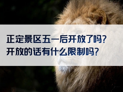 正定景区五一后开放了吗？开放的话有什么限制吗？